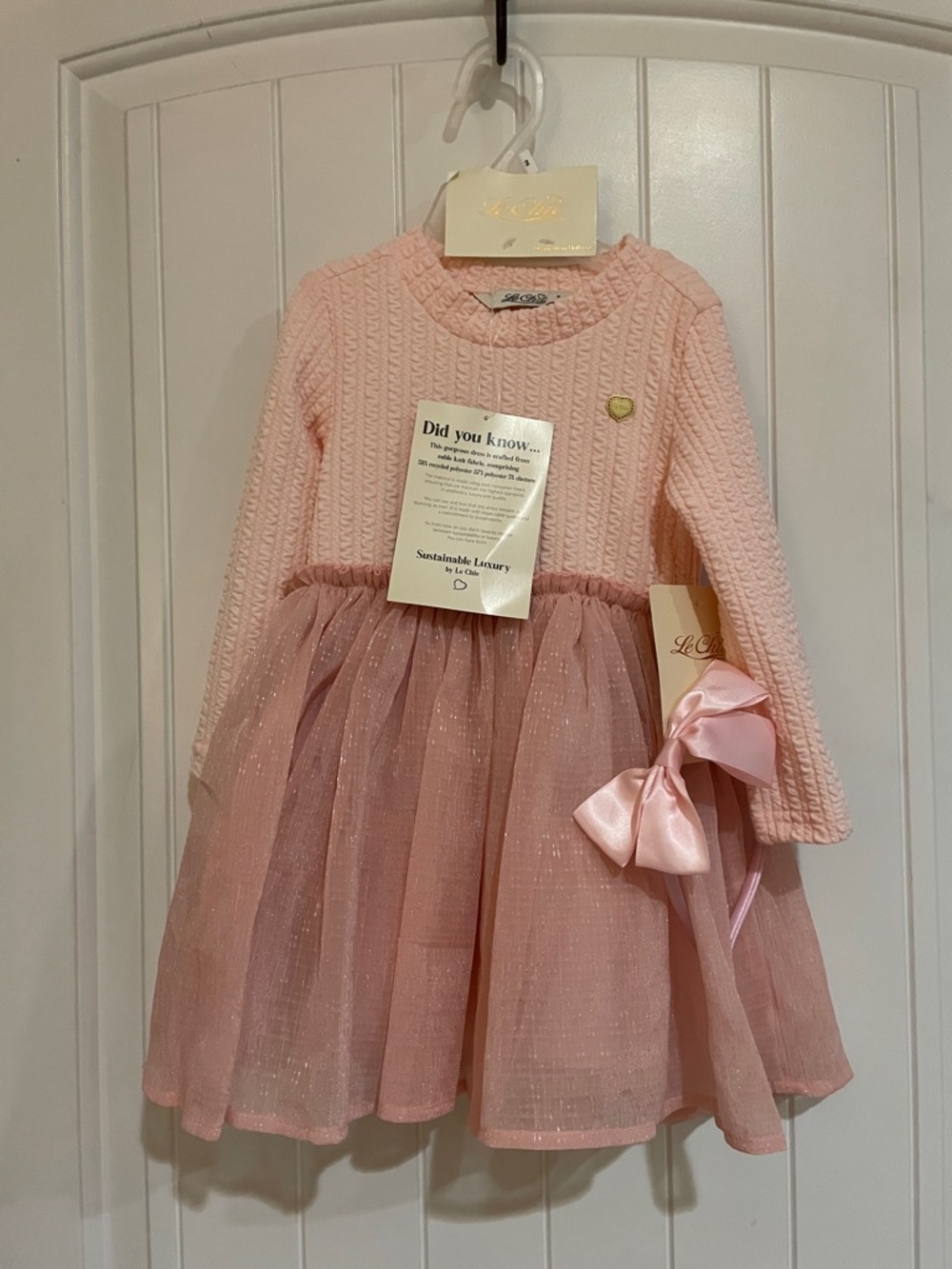 Le Chic pink tulle long sleeve size 2 dress NWT